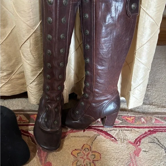Rare Vintage Frye Dark Brown Knee high Boots - Picture 7 of 8